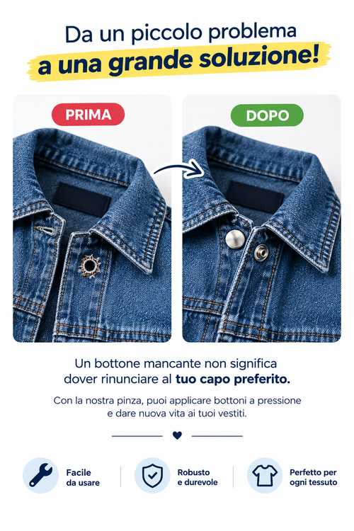 Kit Pinza Bottoni a Pressione + 100 Bottoni Metallici